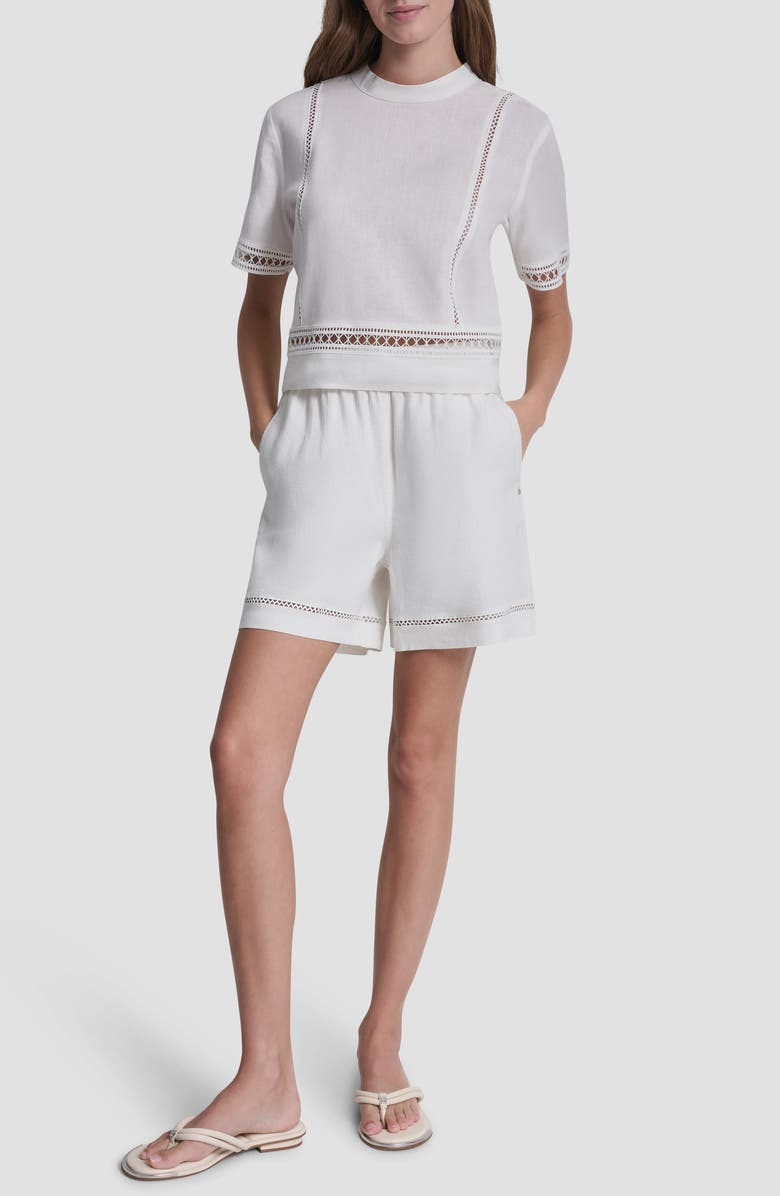 DKNY Jeans Linen Blend Boxer Shorts, Alternate, color, Ivory