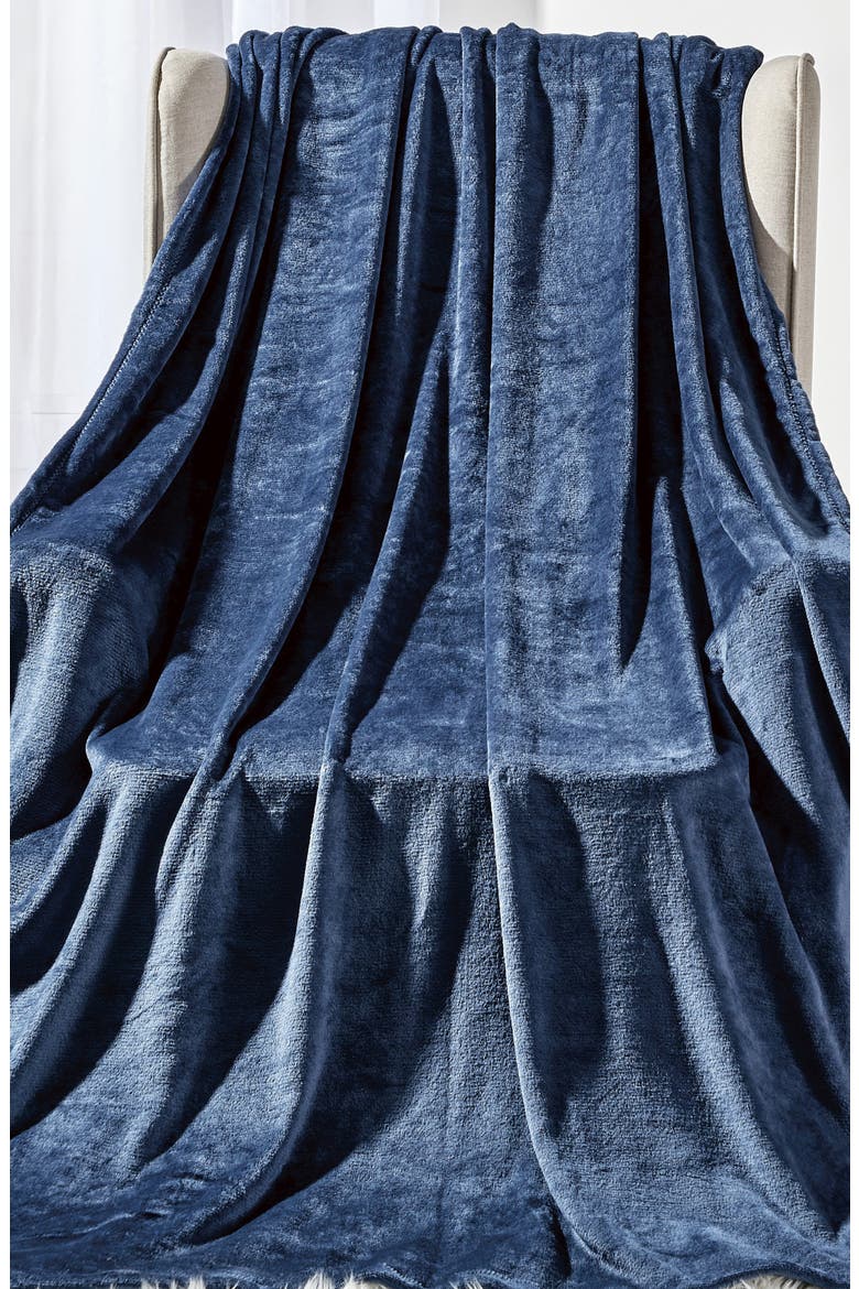Plush Fleece Throw, Alternate, color, NAVY