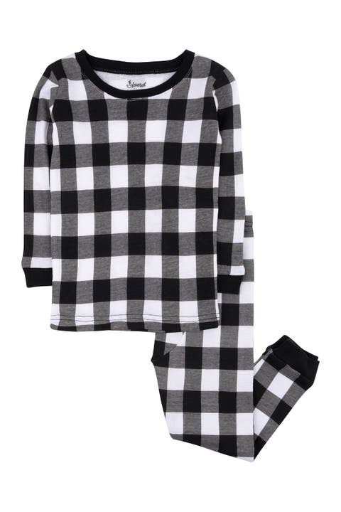 Kids Two-Piece Cotton Matching Family Holiday Pajamas, Christmas Plaid