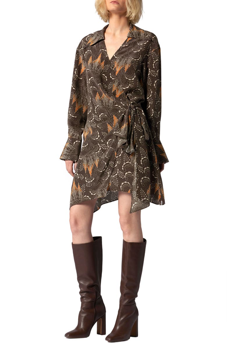 Equipment Khaila Paisley Print Long Sleeve Silk Wrap Shirtdress, Main, color,