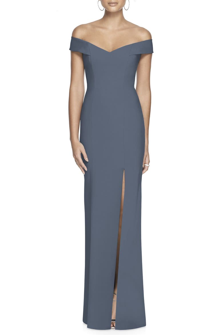 Off the Shoulder Crossback Gown, Main, color, SILVERSTONE