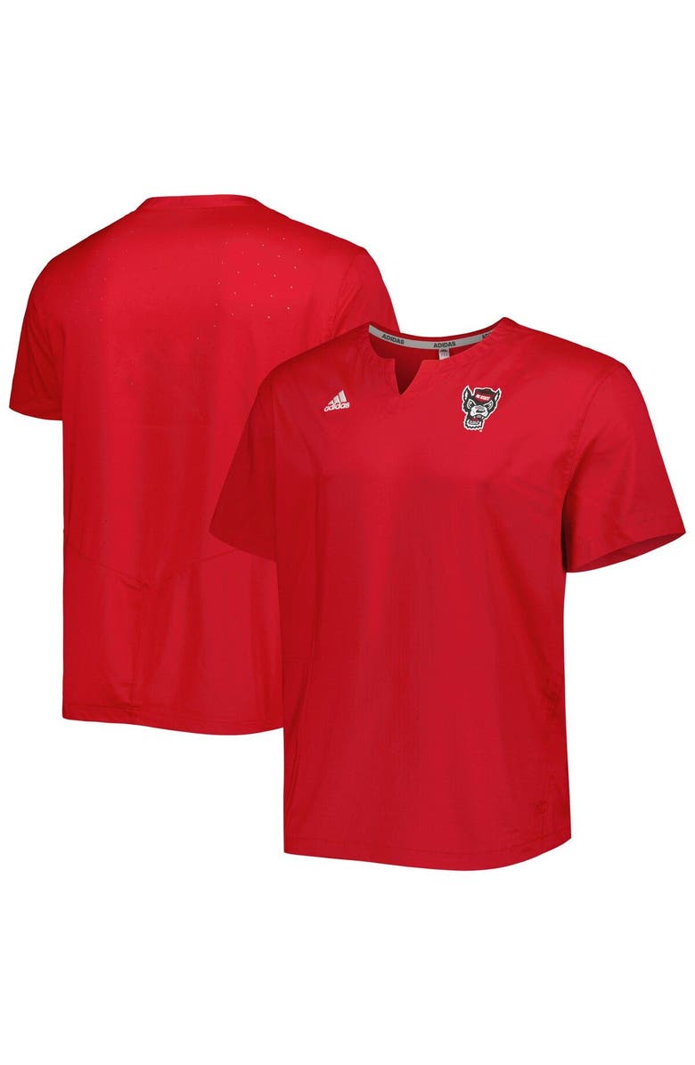 adidas Men's adidas Red NC State Wolfpack Notch Neck Iron Cage Top, Main, color,