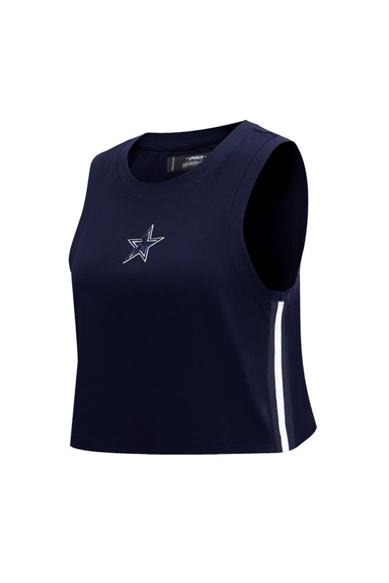 Women's Pro Standard  Navy Dallas Cowboys Ombre Wordmark Classic Cropped Tank Top, Alternate, color, Navy