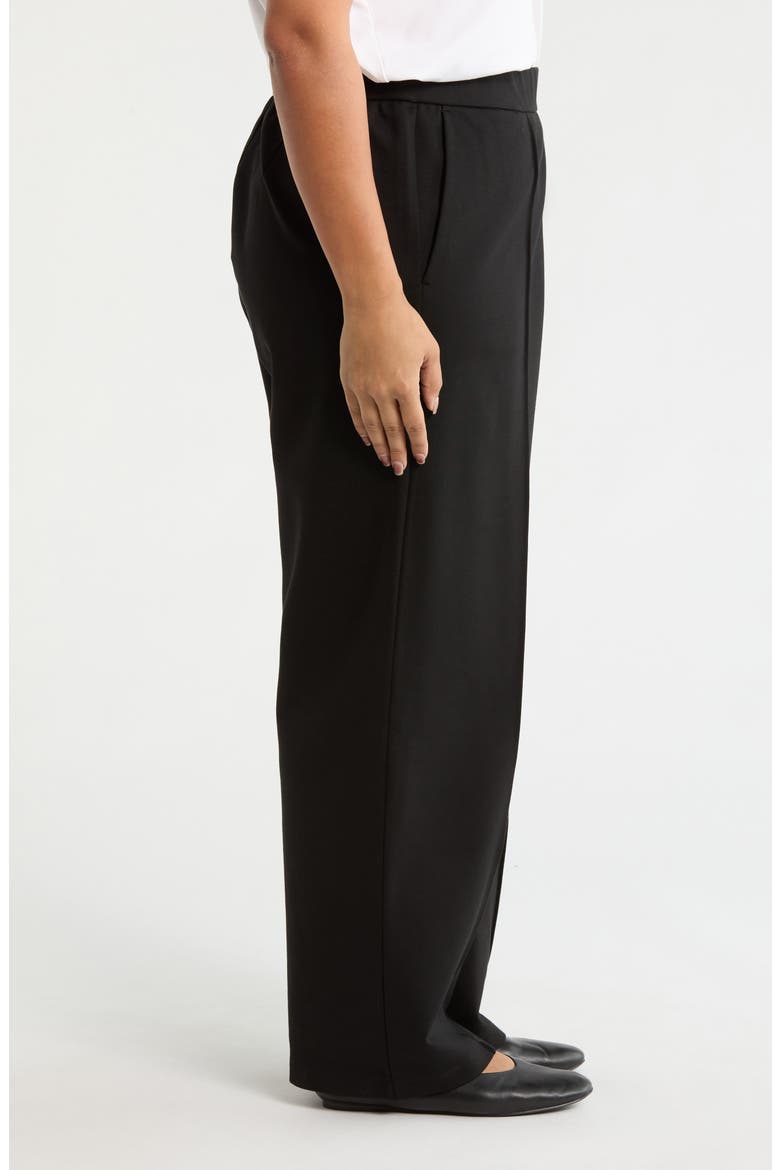 High Waist Double Knit Straight Leg Pants, Alternate, color, BLACK