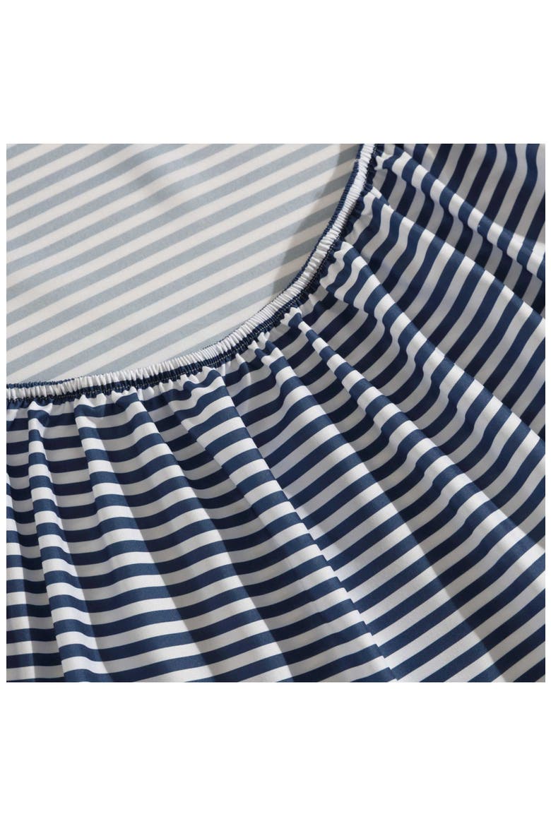 Vivid Stripe Microfiber Sheet Set, Alternate, color, WHITE/ MOON BLUE