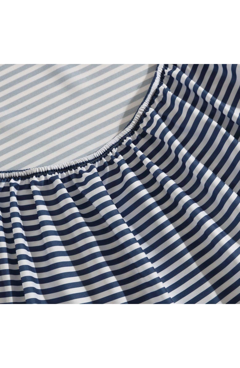 Eddie Bauer Vivid Stripe Microfiber Sheet Set, Alternate, color, White/ Moon Blue