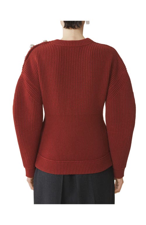 Lanvin Button-embellished Ribbed Sweater In Red