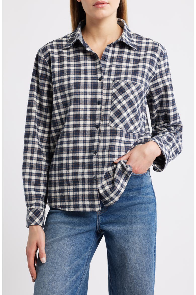Brushed Check Shirt, Main, color, NAVY CHECK