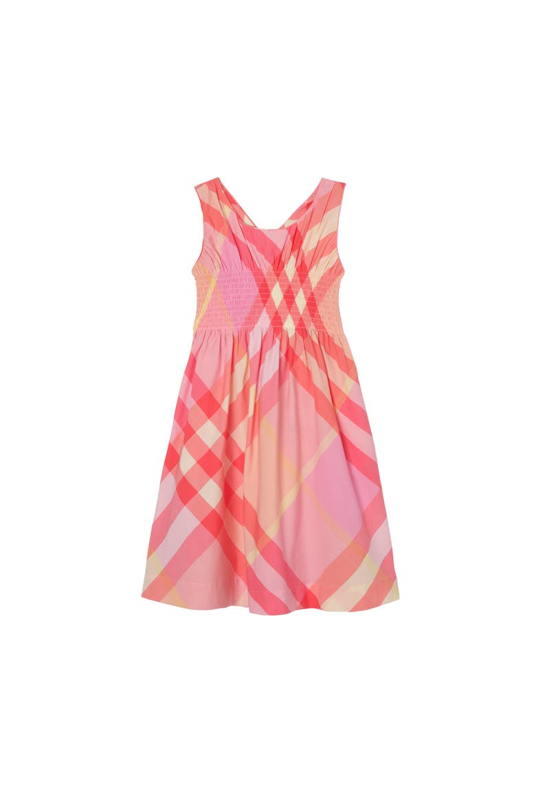 Check Cotton Dress, Main, color, Strawberry pink