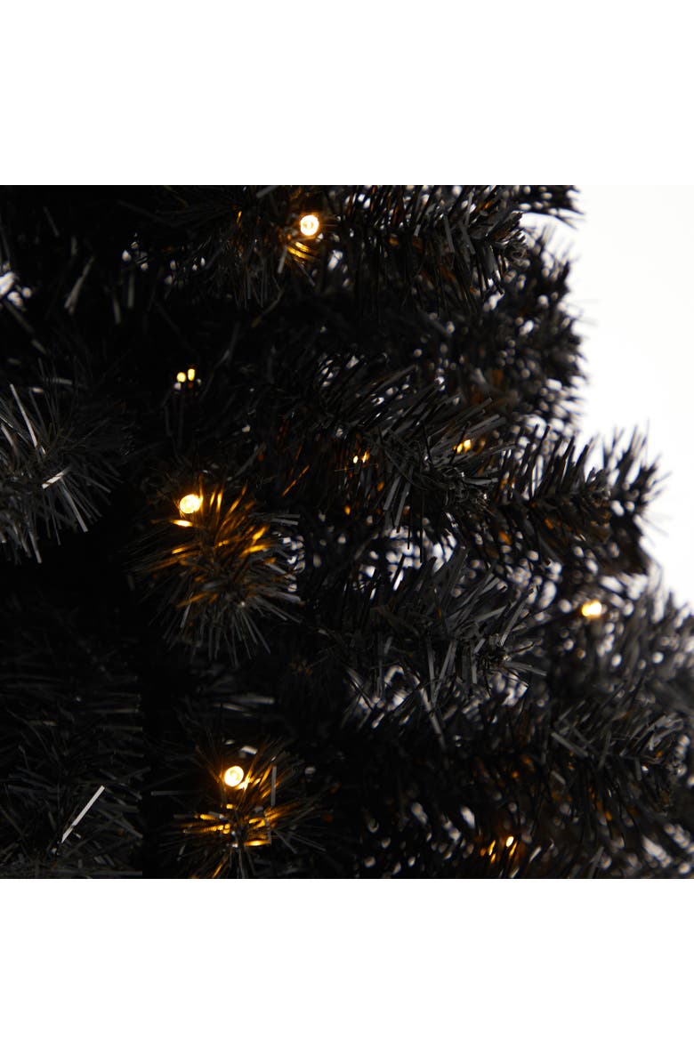 NEARLY NATURAL 3-ft Black Artificial Christmas Tree with 50 LED Lights and 118 Bendable Branches, Alternate, color, Black