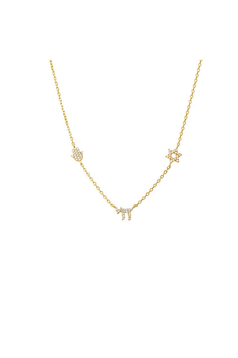 Jewish Pave Charms Necklace, Main, color, Gold