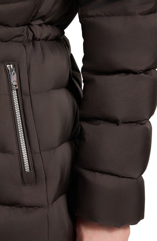 Moose Knuckles Belle Cote Genuine Shearling Collar Water Repellent 800 Fill Power Down Puffer Jacket In Brown