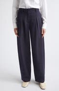 Lafayette 148 New York Wyatt Pleated Cotton & Linen Barrel Leg Pants
