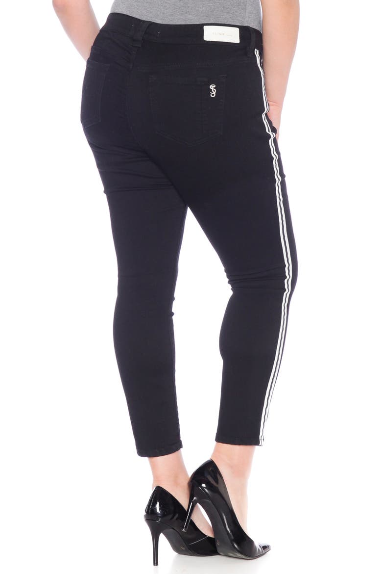 Double Stripe Ankle Skinny Jeans, Alternate, color, SOLID BLACK