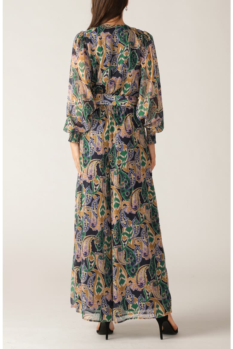Print Long Sleeve Jumpsuit, Alternate, color, NAVY TEAL
