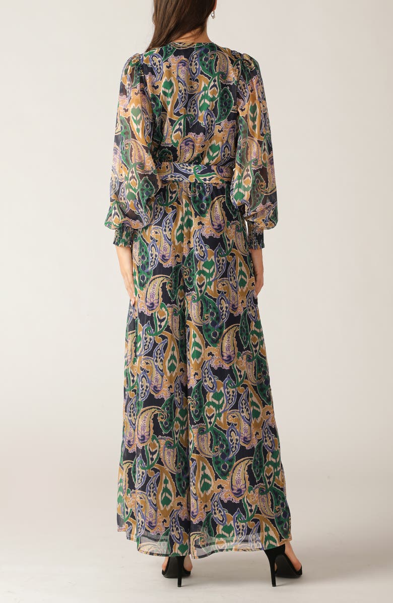 FLYING TOMATO Print Long Sleeve Jumpsuit, Alternate, color, Navy Teal