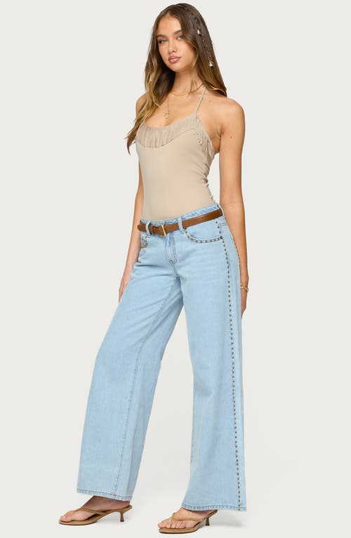 Edikted Colbie Faux Suede Fringe Trim Bodysuit