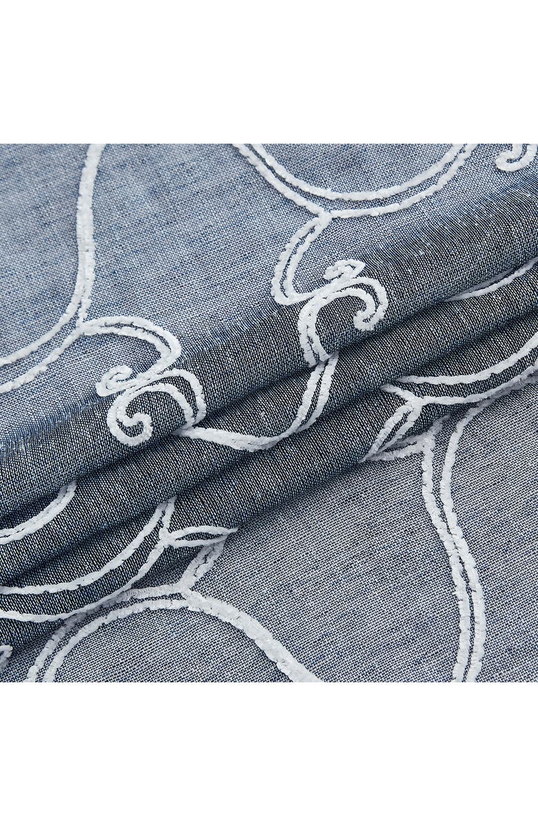 DAINTY HOME Set of 2 Embroidered Sheer Curtain Panels, Alternate, color, Blue