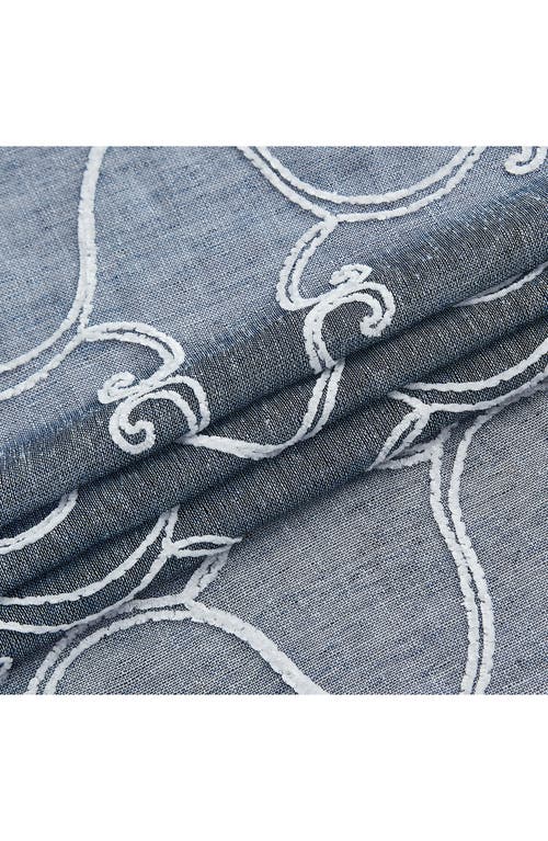 Dainty Home Set Of 2 Embroidered Sheer Curtain Panels In Blue
