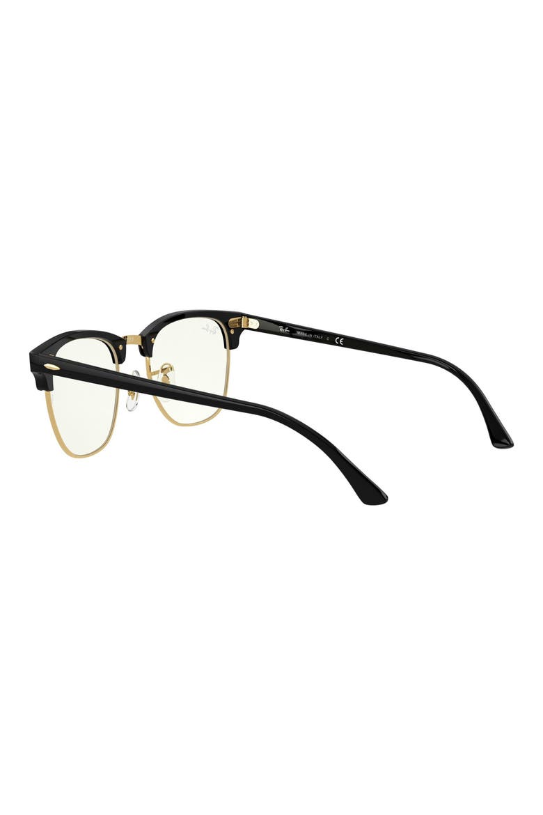 49mm Clubmaster Blue Light Blocking Everglasses, Alternate, color, BLACK