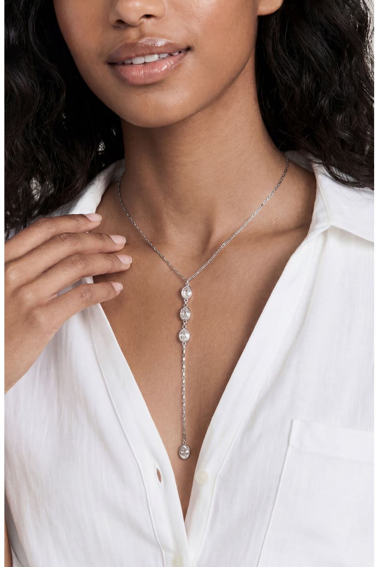 Sparkle Dip Y-Necklace, Alternate, color, SILVER