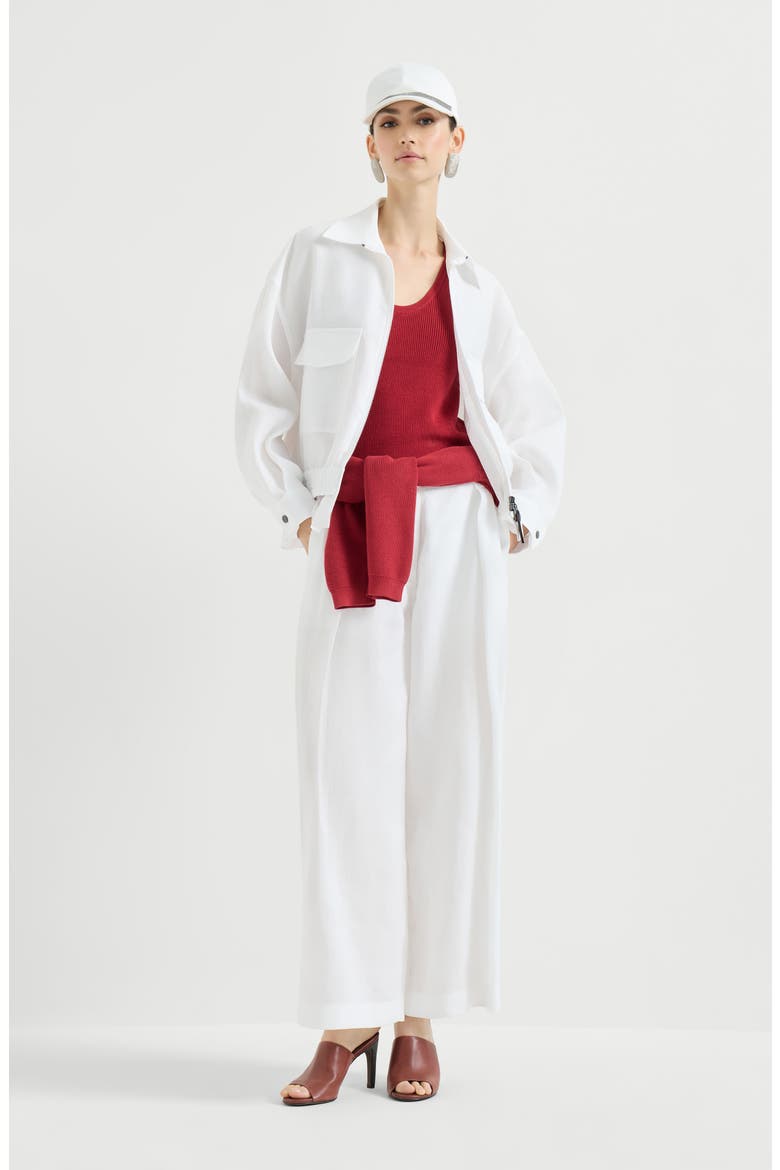 Pleated A-Line trousers, Alternate, color, White