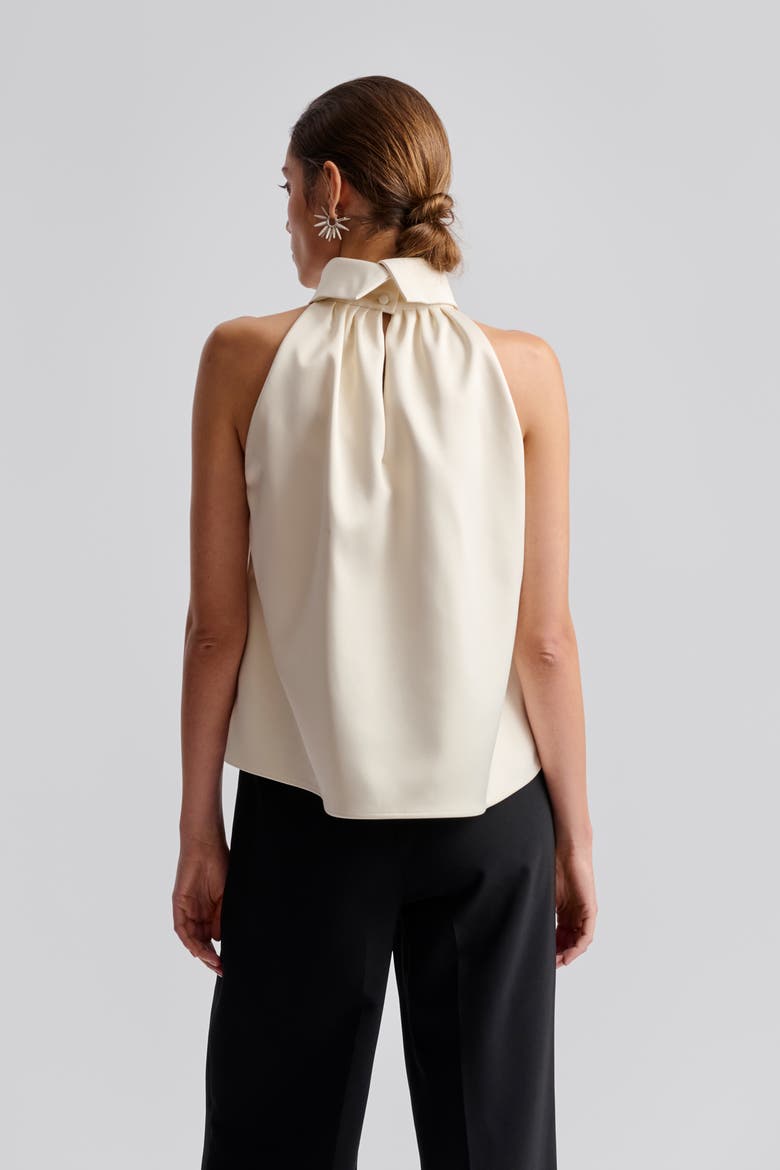 Minea Satin Halterneck Top, Alternate, color, Vanilla
