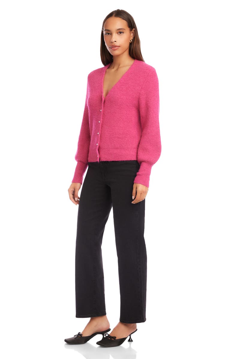 FIFTEEN TWENTY Kennedy Balloon Sleeve Cardigan, Alternate, color, Hot Pink