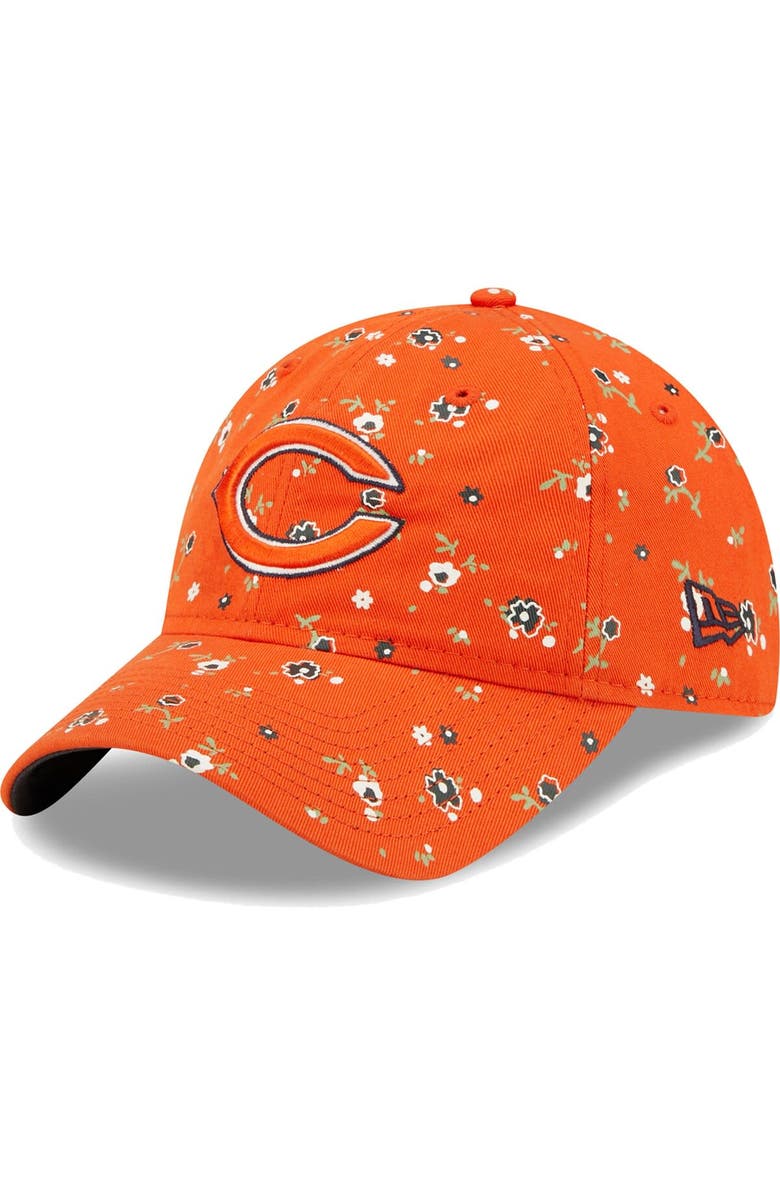 New Era Women's New Era Orange Chicago Bears Floral 9TWENTY Adjustable Hat, Main, color,