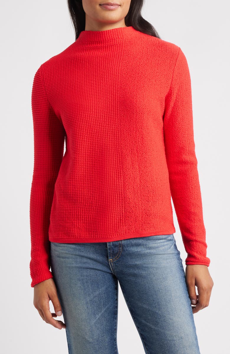 NIC+ZOE Pixel Mock Neck Sweater, Main, color, Scarlet