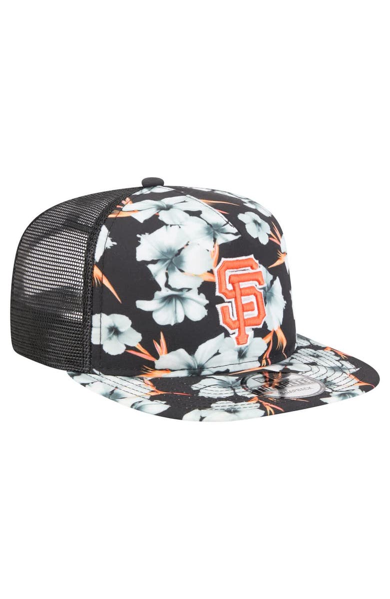 New Era Men's New Era Black San Francisco Giants Adventure Pattern Golfer Trucker Snapback Hat, Alternate, color, 