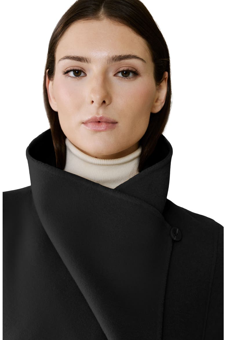 Britta Cascade Collar Wool Blend Coat, Alternate, color, BLACK