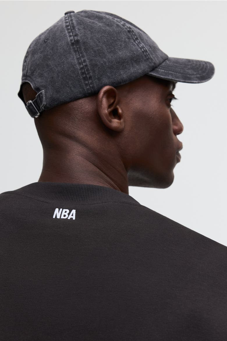 Oversized Fit Printed Sweatshirt, Alternate, color, Black/NBA