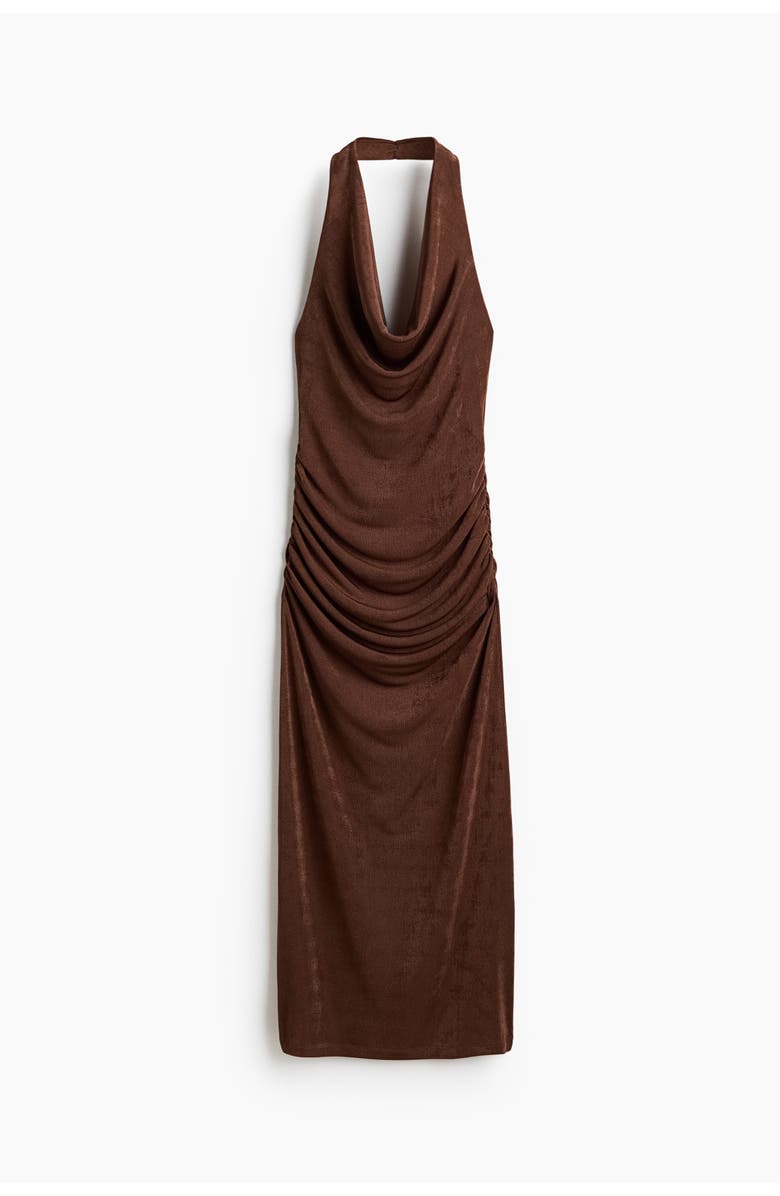 H&M Cowl-neck Halterneck Dress, Main, color, Brown