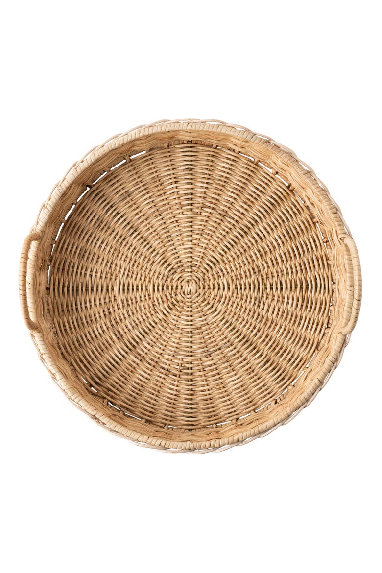 Provence Round Rattan Serving Tray, Alternate, color, WHITEWASH