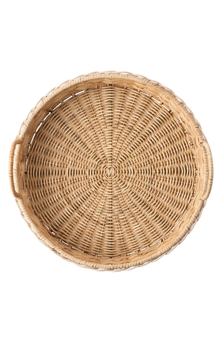 Juliska Provence Round Rattan Serving Tray, Alternate, color, Whitewash