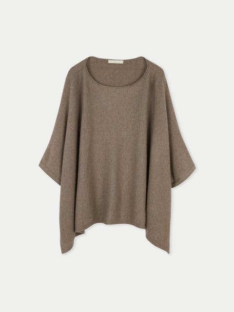 Boat-Neck Cashmere Poncho