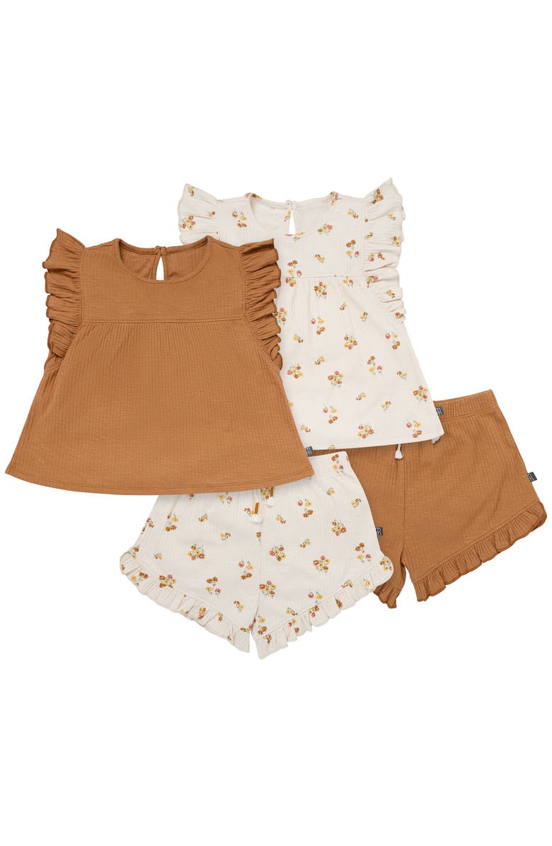 Modern Moments<sup>™</sup> by Gerber Flutter Sleeve Top and Shorts Set, Main, color, Beige Flowers