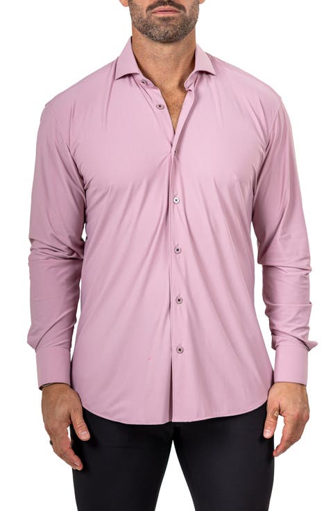 Eins Shaped Fit Marthy3010 Pink Knit Button-Up Shirt