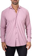Maceoo Eins Shaped Fit Marthy3010 Pink Knit Button-Up Shirt