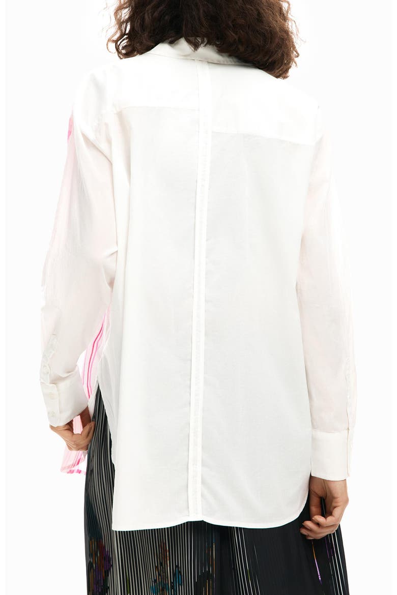 Asymmetric Print Woven Shirt, Alternate, color, WHITE