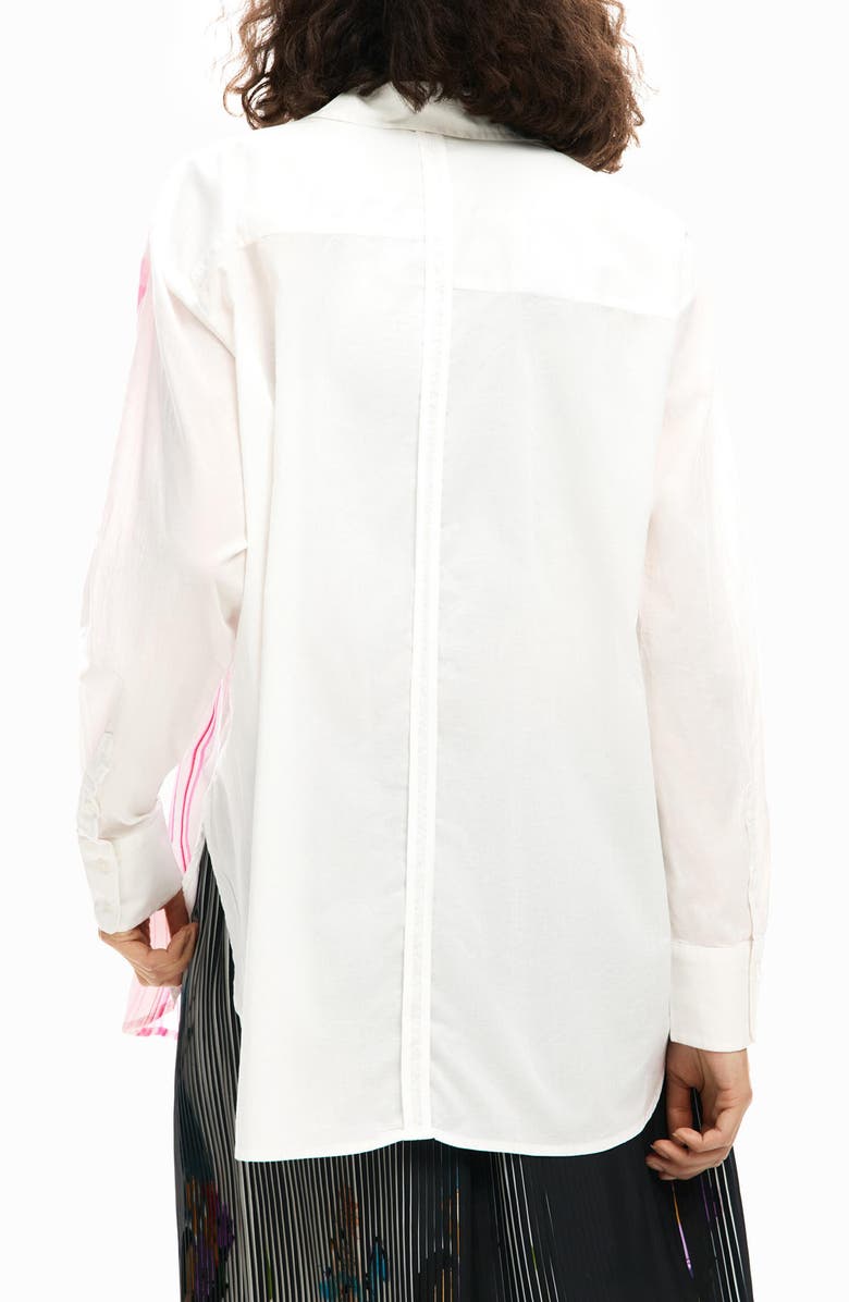 Desigual Asymmetric Print Woven Shirt, Alternate, color, White