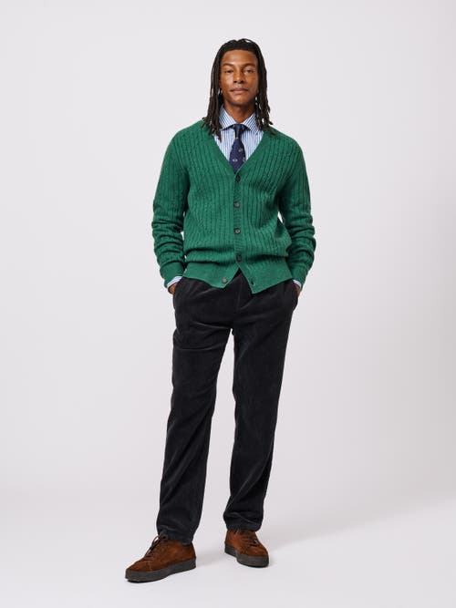 Aubin Leonard Wool Cable Sweater Cardigan In Green