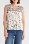 Lucky Brand Split Neck Sleeveless Top