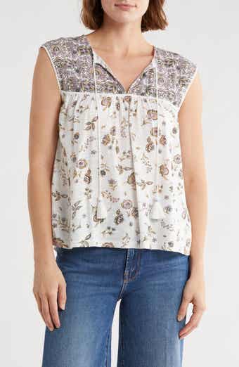 Lucky Brand Split Neck Sleeveless Top
