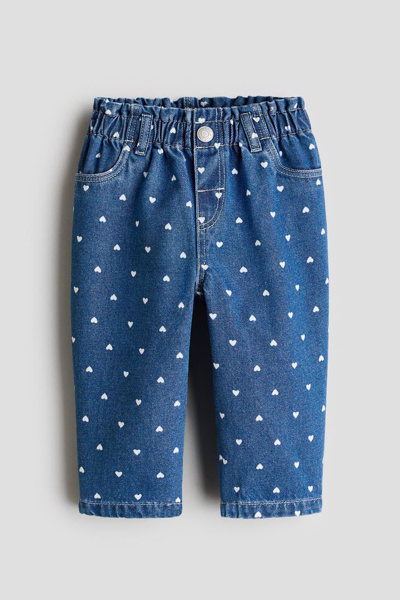 Printed Paper-bag Jeans, Alternate, color, Denim blue/hearts