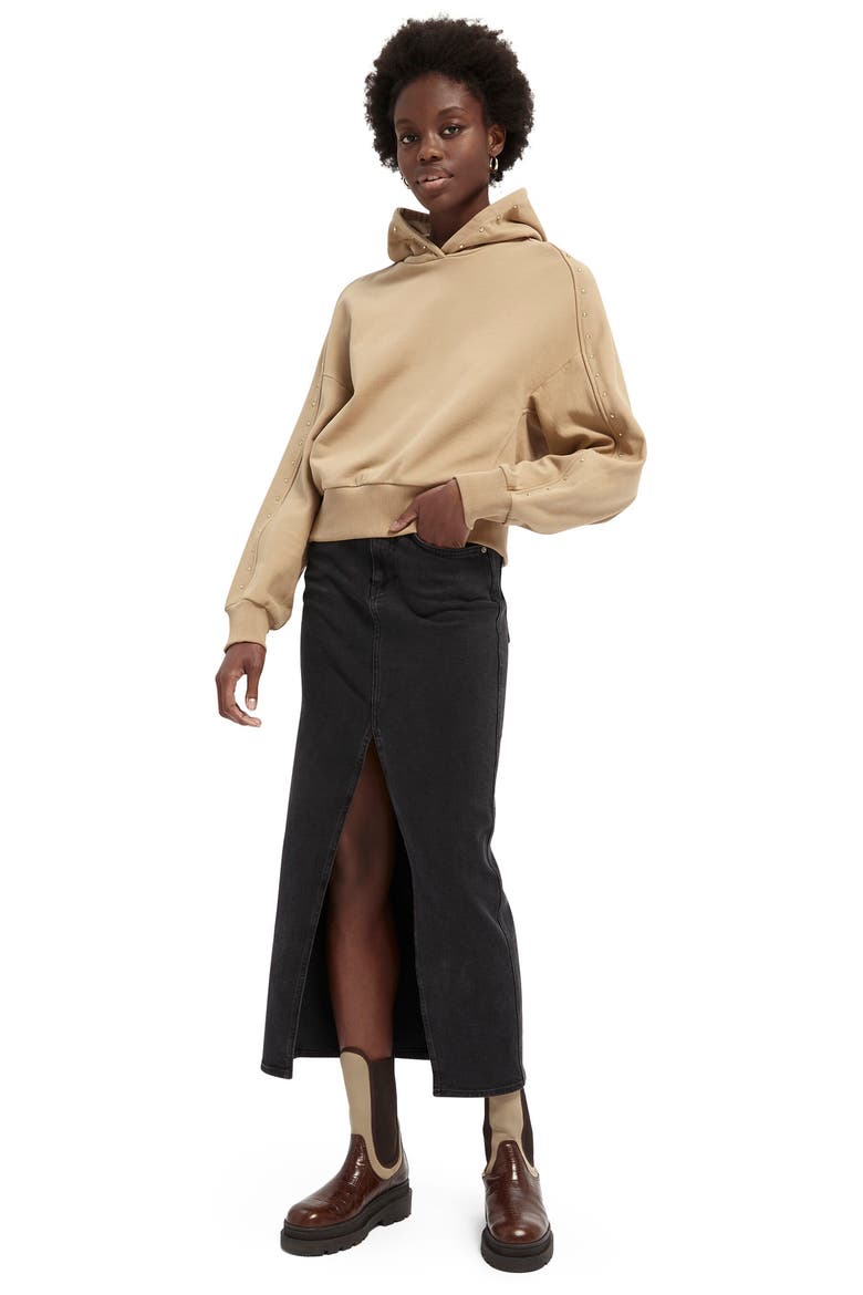 Studded Oversize Hoodie, Alternate, color, SAND