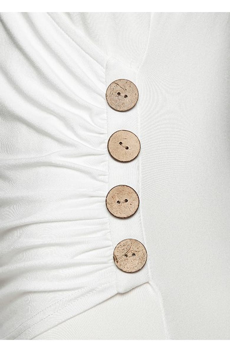 LASCANA Women's Side Button Wrap Look Top, Alternate, color, White