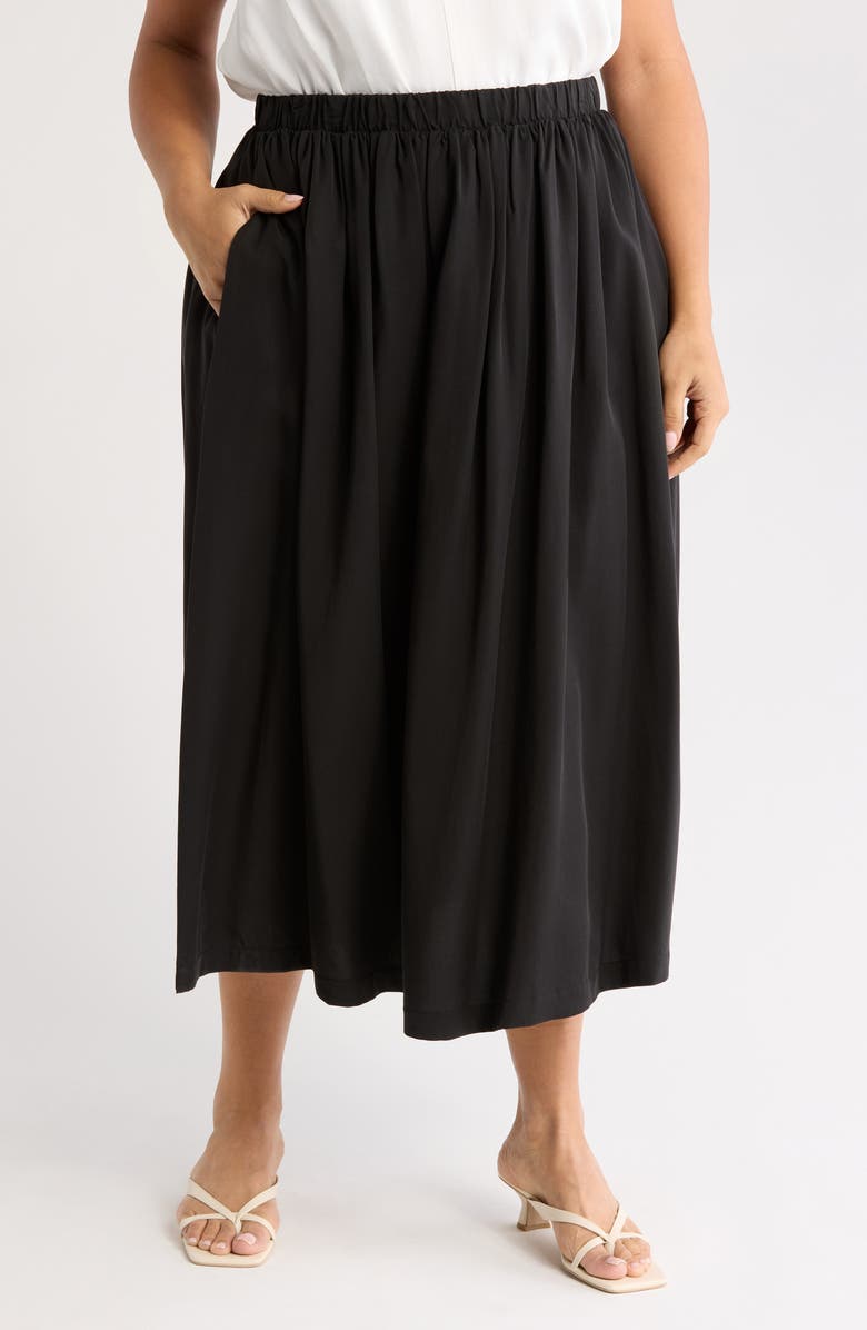 Renee C Flared Midi Skirt, Main, color, Black