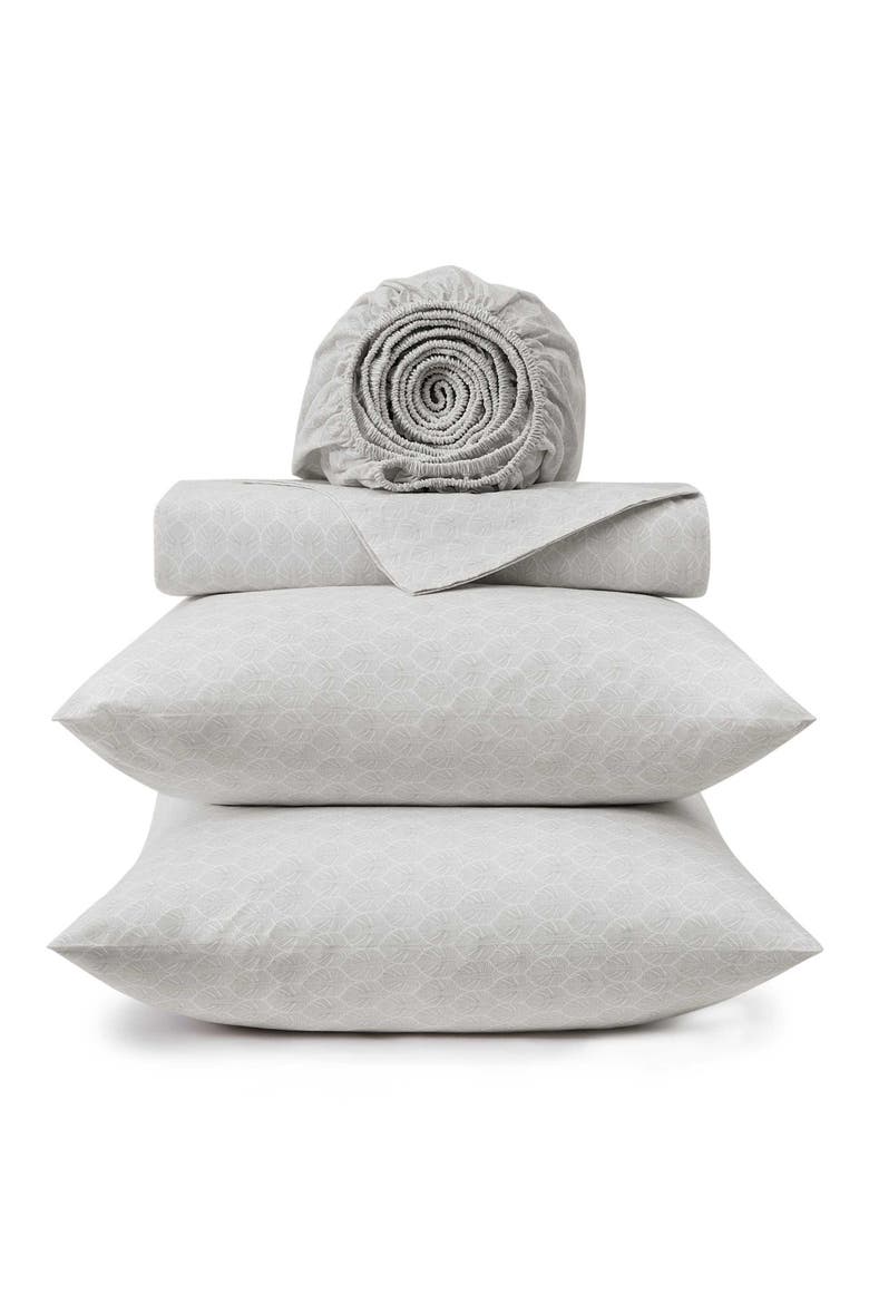 Line Palms 200 Thread Count Cotton Percale Sheet Set, Alternate, color, GREY